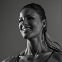 Giga Stacy portrait in black and white